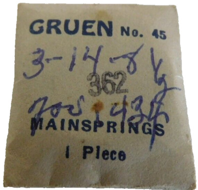 Gruen 470 Part # 45 Mainspring. New Old Stock