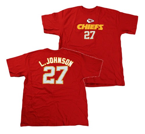 Мужская футболка Reebok NFL Kansas City Chiefs L. Johnson # 27 с коротким рукавом | Красный