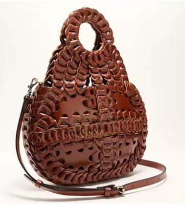 Patricia Nash Woven Leather Chain Link Pisticci Crossbody Handbag Bag Florence