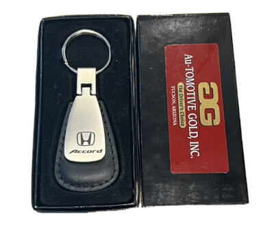 HONDA ACCORD Tear Drop Authentic Black Leather Key Fob Keyring Keychain