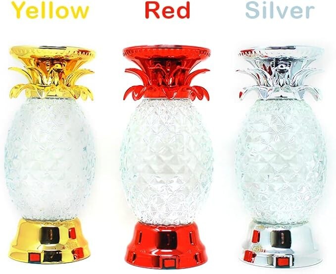 Colorful Pineapple Water Globe Glitter Swirl LED Candle Holder Pedestal Bath ...