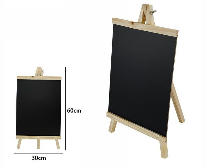 Cavalletto Treppiedi In Legno Naturale Con Lavagna Nera 30x60cm dfh