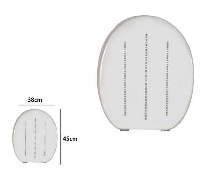 CopriWater Copri Water Sedile WC Bagno Universale Mdf Bianco Righe Strass dfh