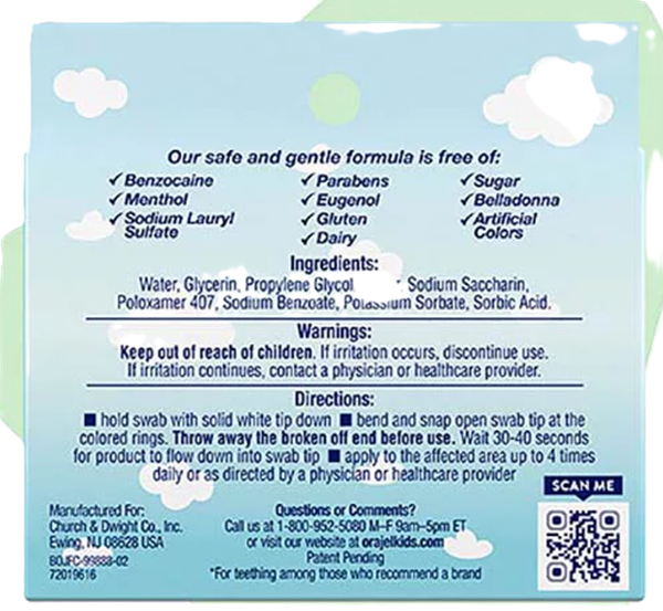 Orajel Baby Daytime Cooling Swabs for Teething 12 Swabs Each Lot of 2