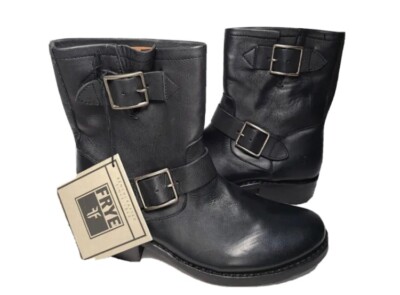 Frye women Engineer' Ankle Boots Vicky Black Leather floor pair sz 6.5