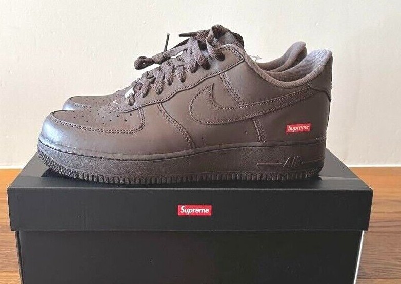 Supreme×Nike Air Force 1 Low Brown Size 4 - Nike Air Force 1 Low x Supreme Box Logo - Black