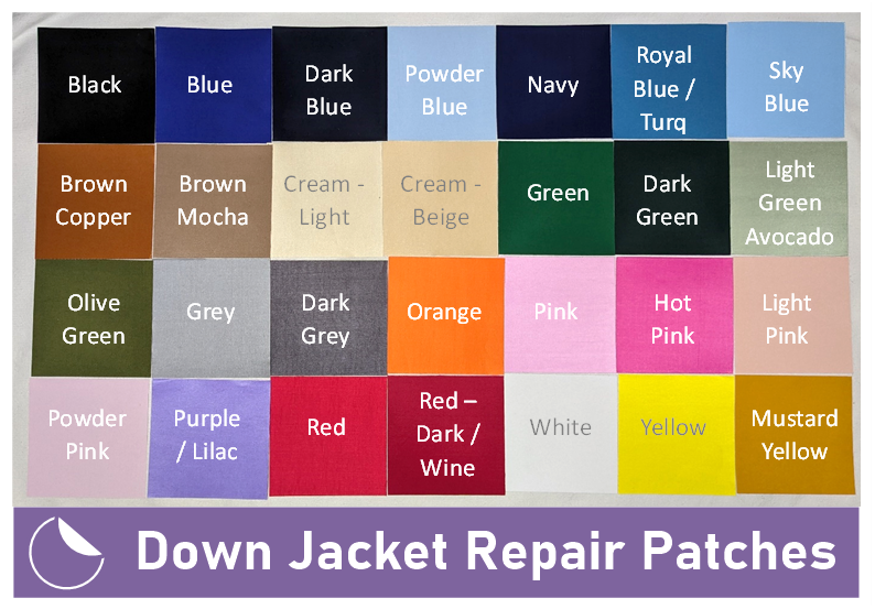 Down jacket repair patches 10x10 cm self adhesive range of colours UK seller eBay