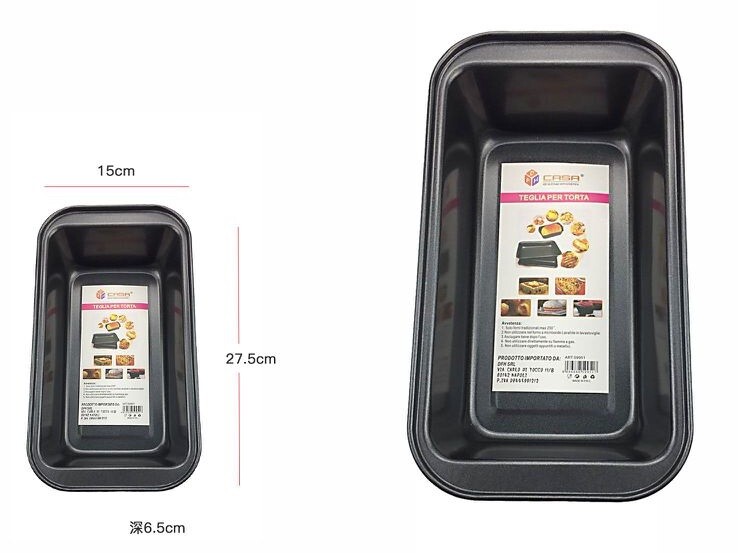 Teglia Tortiera Antiaderente Rettangolare Forno Dolce Salato 15x27.5x6.5cm dfh