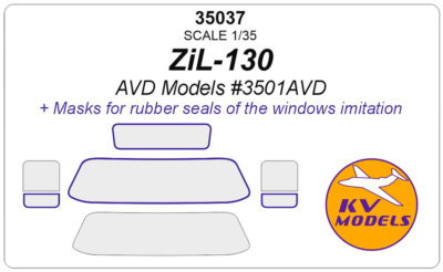 KV Models 1/35 RU ZiL-130 Window Masks for AVD Models #3501 #3503