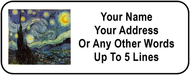 30 Van Gogh Starry Night Personalized Address Labels