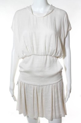 [Theyskens] Theory Off White Diza Washed Satin Dress Sz M / New with Tags