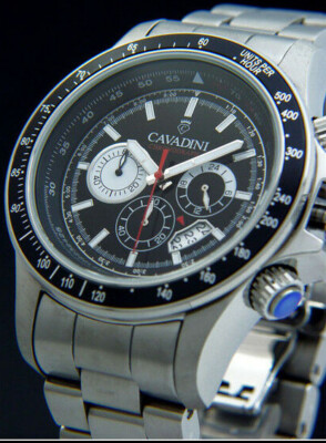 Pre-owned Cavadini Men's Watch Chronograph Date Solid Titanium Sport Black Cv-1260 50 Mm