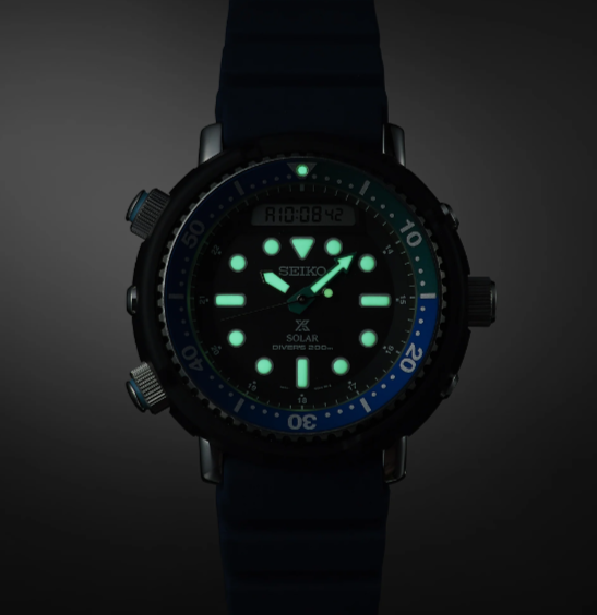 Pre-owned Seiko Prospex Solar Analog-digital Diver Diver's 47.8 Mm Black Dial Men's Watch
