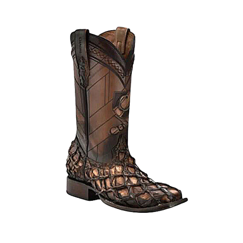 CUADRA CUADRA MEN'S ASTURIAS HONEY FISH PIRARUCU LASER SQUARE TOE WESTERN BOOT CU789