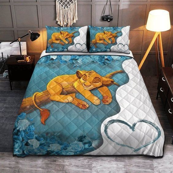 Simba Lion Sleeping On Tree Branch The Lion King Fans 3D Quilt Bedding Set