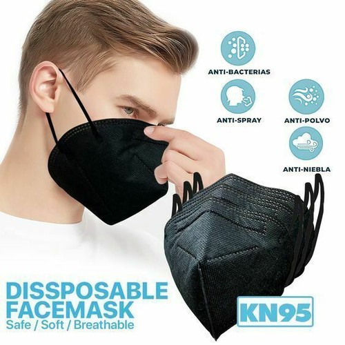 20/50/200 KN95 Black Face Mask 5 Layer C.E Approval FFP2