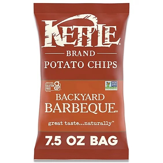 Kettle Brand BACKYARD BARBEQUE Potato Chips 7.5 Oz Crunchier 2 Pack 