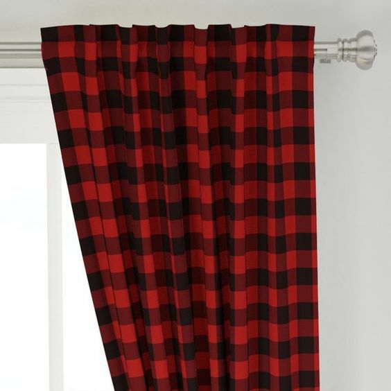 Buffalo Checkered 100% Polyester Curtain Window Treatment/Décor Red & Black