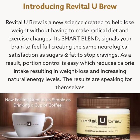 Revital U Brew SMART COFFEE Energy Weight Loss Appetite suppression 1 SEALED TUB