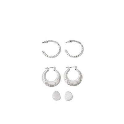 AVON PERFECT HORIZON 3 PAIR EARRING SET ''SILVERTONE'' (VERY RARE) ~ NEW SEALED!!!