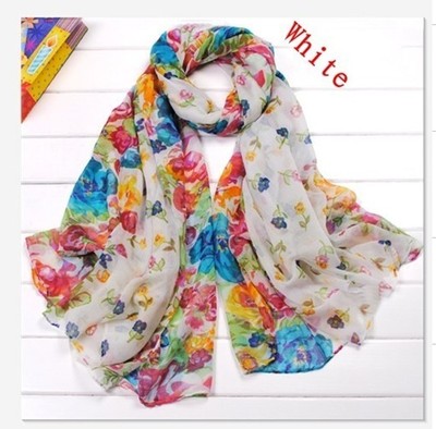 New Floral 20x60 Ladies Cotton Scarf Wraps Shawl Stole Soft Scarves White Good04