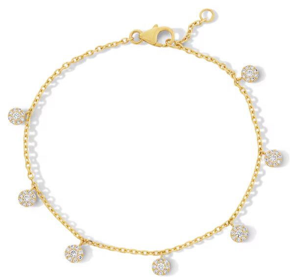 3/8 Cttw Certified Lab-Grown Multi-Diamond Dangle Station Bracelet in 10K Gold