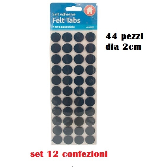 Set 12 Confezioni da 44 Feltrini Sedie Tavoli Adesivi Rotondi diametro 2cm moc