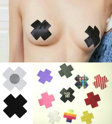 Cross Shaped X Pasties Disposable Adhesive Nipple Cover Stickers Tape