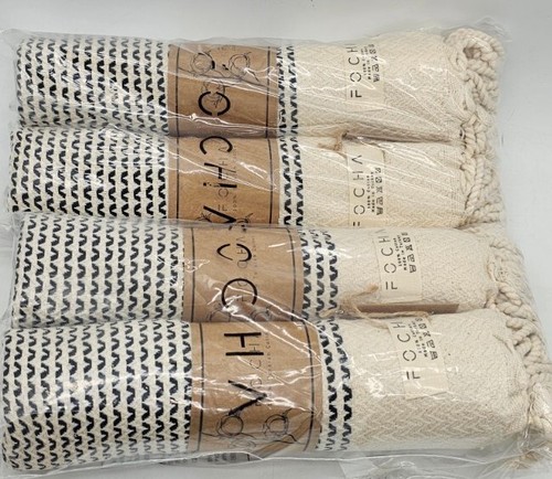 FOCHA Turkish Hand Towel Set of 4 Cotton Quick Dry Soft Decorative Yoga Kitchen