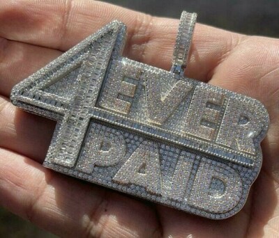 Pre-owned Jbu 5ct Pass Tester Moissanite Men's Custom Name Numberlogo Pendant 925 Silver In White