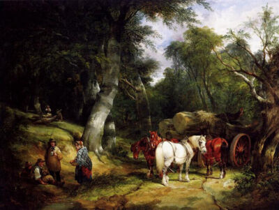 oil painting handpainted on canvas '' Carting Timber In The New Forest ''