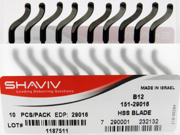 Shaviv 29016 10pcs B12 HSS Short-Nosed Deburring Blade for Steel,Copper,Plastic
