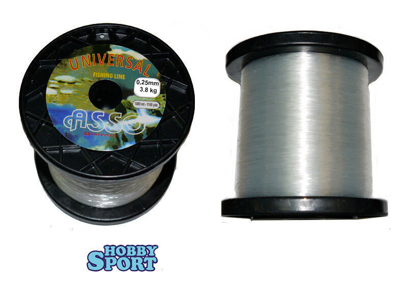 FILO ASSO UNIVERSAL BOBINA 1000 MT CLEAR 0,25 MM  SURFCASTING BOLENTINO FONDO