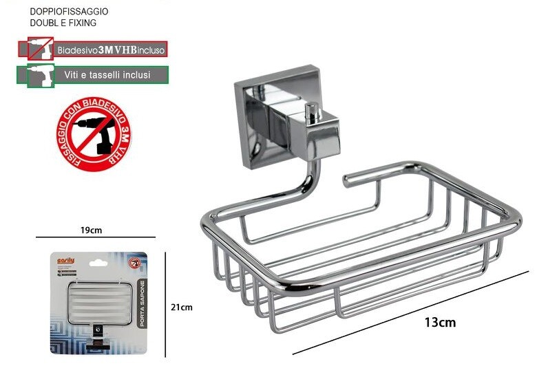 Porta Sapone Mensola Fissaggio a Parete Bagno Square dfh