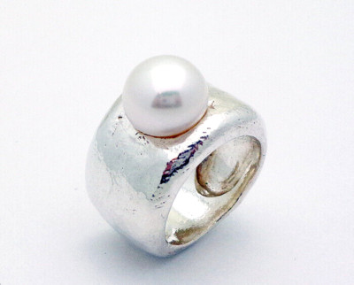 TOUS Duna Ring with Pearl in Sterling Silver Size 6.5 Retail $179