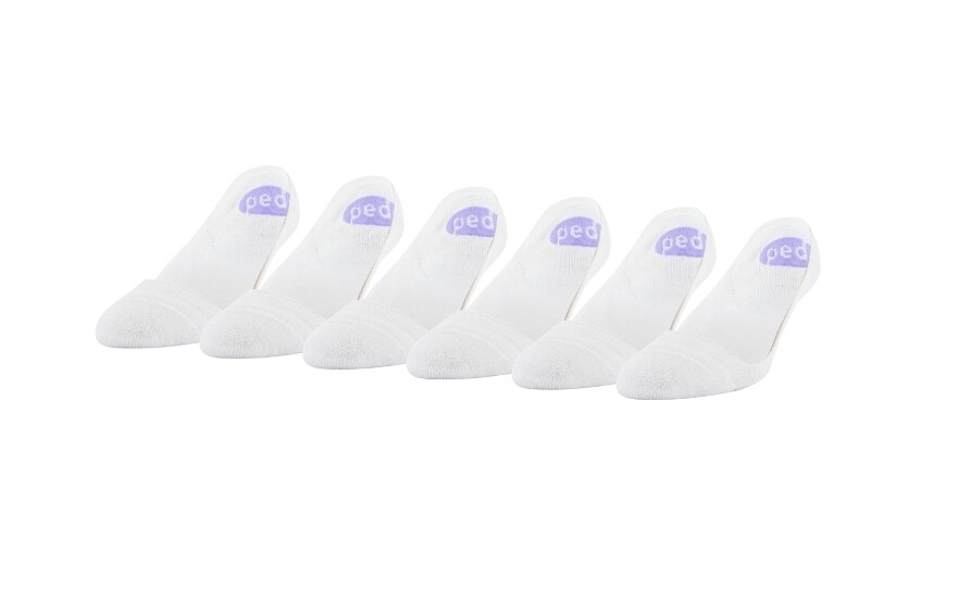 6 Pack Peds Womens No Show Liner Socks (Gel Tab) White  YOU CHOOSE SIZE & CUT