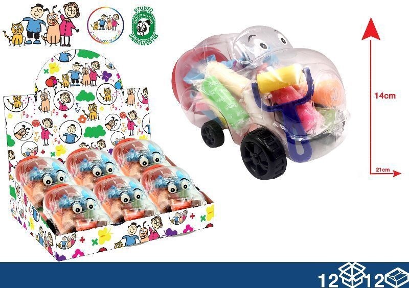 Set 12 Pezzi Plastilina Auto Colori Con Accessori Formine Morbida Bambini hmj