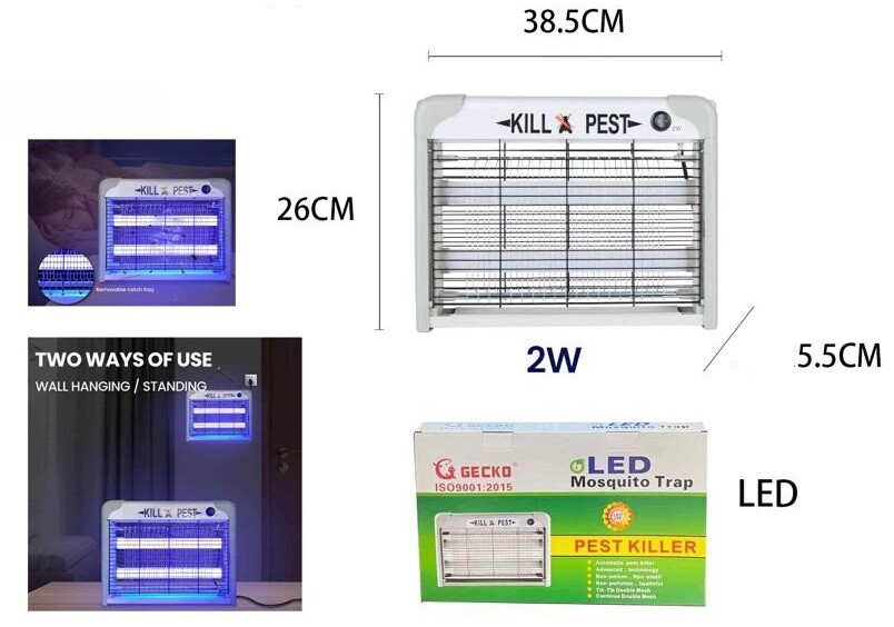 Zanzariera Elettrica 2 Lampade Led Anti Zanzare Insetticida Giardino 2W cir
