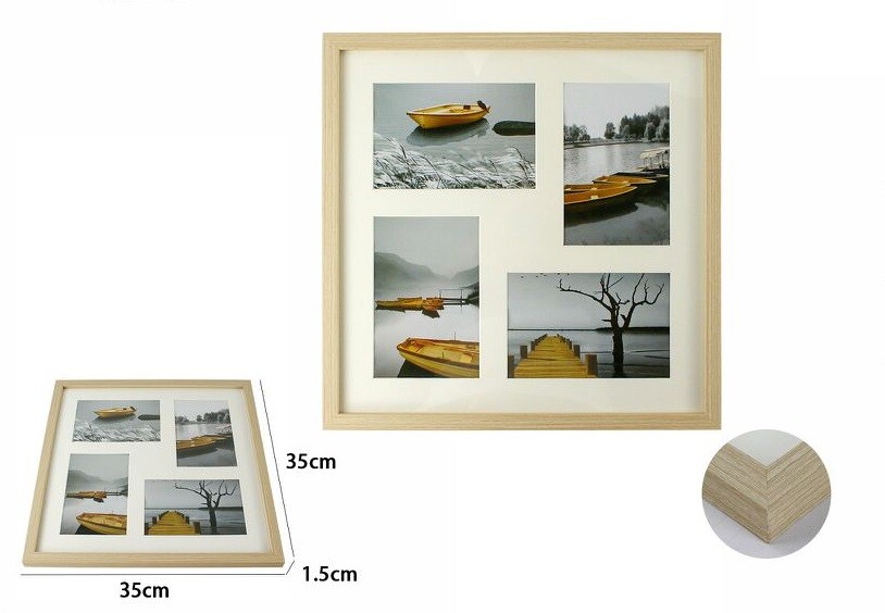 Cornice Multifoto Parete Muro 4 Foto Porta Fotografie Legno 35x35cm dfh