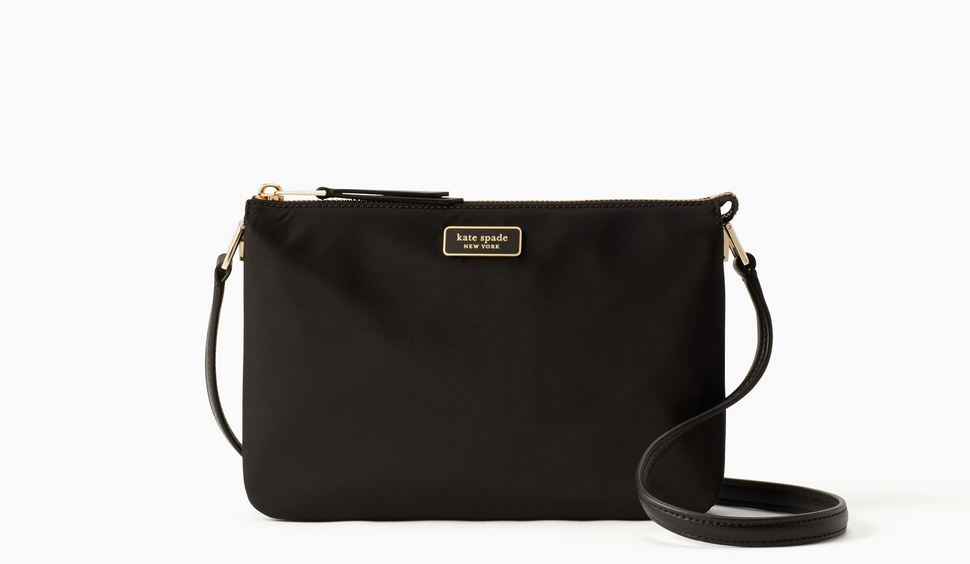 Kate Spade Dawn Triple Gusset Medium Crossbody Nylon Bag Black