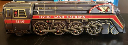 VINTAGE OVERLAND EXPRESS TIN TRAIN WITH BOX 3140 LITHO JAPANESE WORKS GREAT!