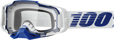 100 Percent Armega Goggle with Blue Clear Lens – Impact-Resistant MX Goggles wit
