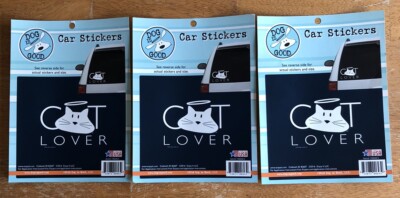 Lot of 3 CAT LOVER Enjoy It Llc Car Stickers 5 x7  Made In USA DOG IS GOOD 2016