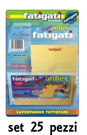 Set 25 Pezzi Super Panno Tuttofare Brillex Multiuso 40x45cm Pulizia Casa sus