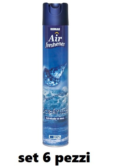 Set 6 Pz Deodorante Per Ambiente Spray Profumo Casa Fresco 300ml Oceano