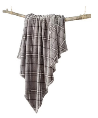 Charter Club Cozy Plush Throw Light Pink Parisian Theme/Grey Plaid 50'' x 70'' NWT