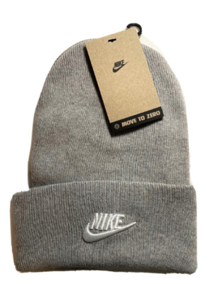 Nike Beanie Unisex Adult One Size Knit Cotton Sportswear Futura Logo Gray