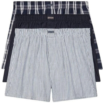 Calvin Klein Men's Cotton Classics 3-Pack Woven Boxer, Grey/Black, 2XL