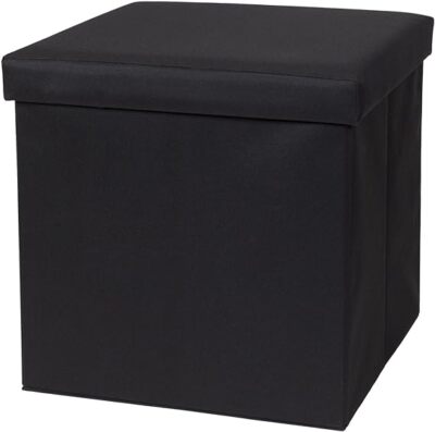 CREATIVE BATH FOLD N STORE CUBE OTTOMAN FOLDS FLAT 15''x15''x15'' BROWN BLACK 32801