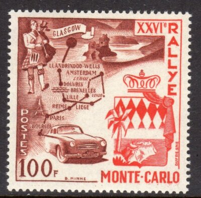 Monaco Scott # 365 VF MNH 1956 26th Monte Carlo Automobile
